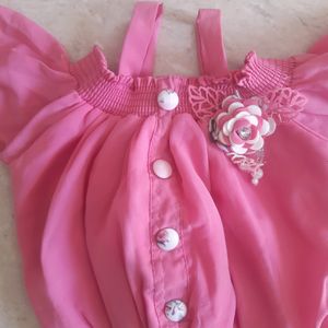 Western Dress Pink & white