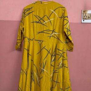 Mustard printed Anarkali Kurta