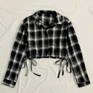 Crop Black Check Shirt