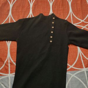 High Neck Black  Winter Top