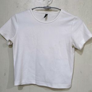 White Tshirt Crop Top