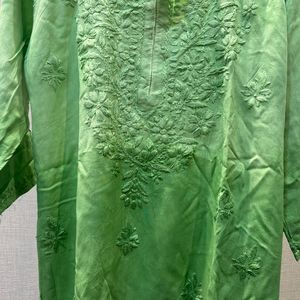 Green Ombre Chikan Kurti