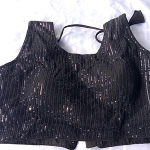 Black Sequin  Padded Blouse