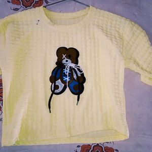 Yellow Preety Top With Cute Teddy Bear