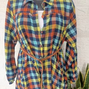 Checkered High Low Shirt