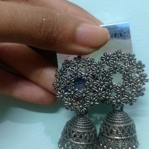 Silver Oxidised Small Jhumkis