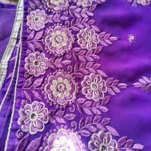 Beautiful Lavender Colour Saree