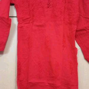 Red Chickenkari Kurti