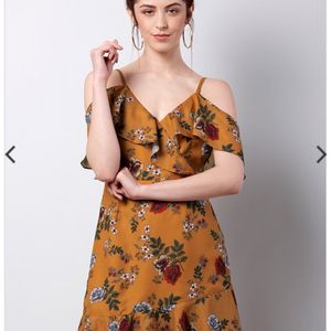 Mustard Floral Dress | Faballey