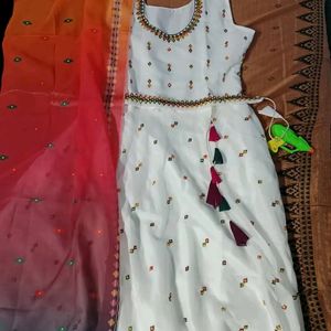 White Anarkali Frock 🎉