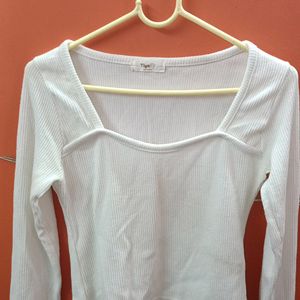 White Square Neck Crop Top