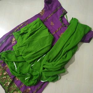 Violet And Green Suit / Churidhar set