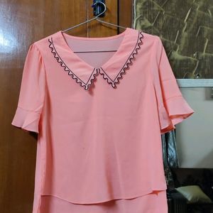 Peach Formal Collar Top -2d Design