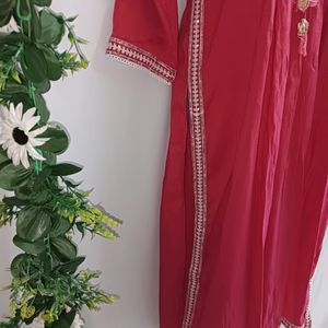Embroidered Pink Kurti, Chanderi Cotton