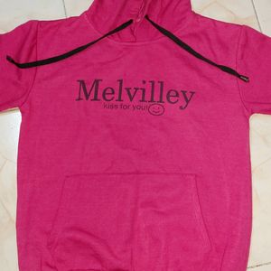 Pink Full Sleeves Woolen Women Sweatshirt/Hoodie