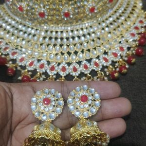 Heavy Neckpiece Jhumki N Mangteeka