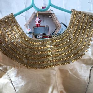 Golden Blouse With Beautiful Embroidery Work...