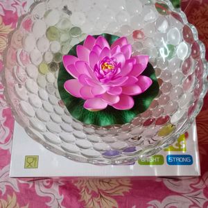 Very Big Glass Bowl With Lotus