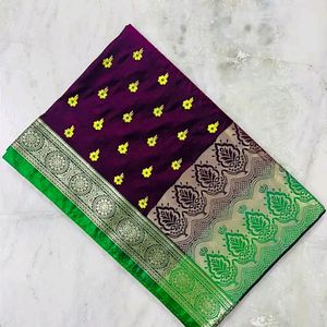 Banarasi Satin Silk Saree With Embroidery Work