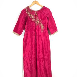 Silk Dress In Dark Rose Pink