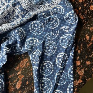 Indigo printed cotton kurti