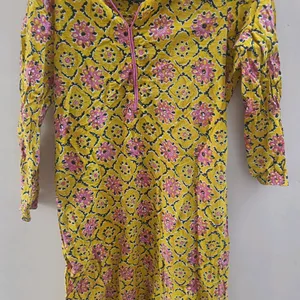 YELLOW COTTON KURTI