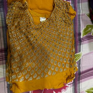 Mustard Colour Anarkali Kurta Size M