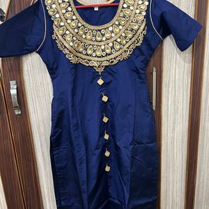 Heavy Embroidered Navy Blue Kurta Set