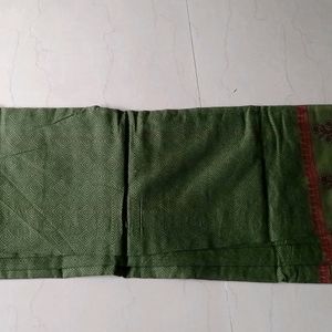 Olive Green Cotton Saree