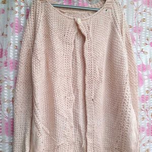 Beige Chunky Cardigan Sweater