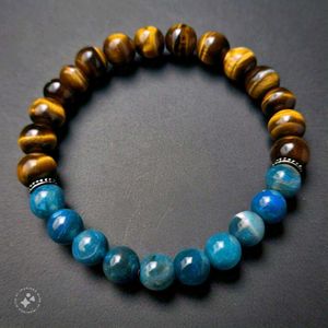 Customisable Tiger's Eye+Blue Apatite Bracelet