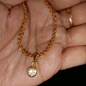 Gold Plated Chain With Diamond Pendant