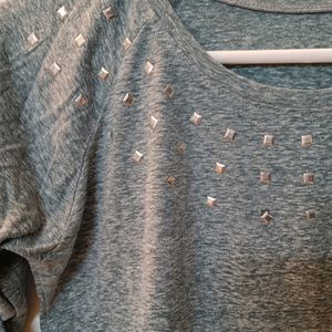 Grey Top With Stones