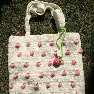 Crochet Strawberry 🍓 Tote Bag 🌷