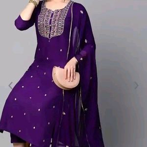 New Purple Straight Kurta Set