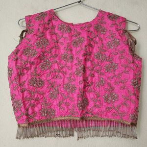 Pink Crop Top Lahenga