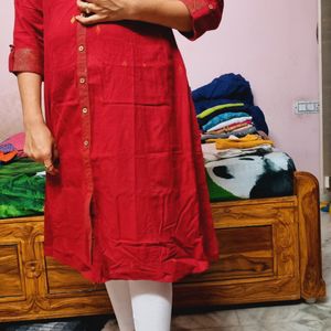 Maroon Clr Kurti With Jerry Border