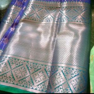 New Pure Silk Pattu Silver Zari Big Border Saree