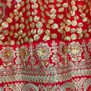 Red Heavy Embroidery Sequence Work Lehenga Choli.