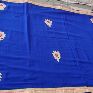 Royal Blue Kdhai Work Saree