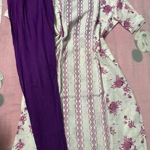 White Purple Printed Kurti