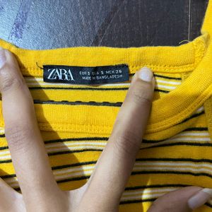 Zara Yellow Stripped Crop Top