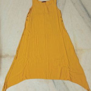 Mustard Yellow  Fish Cut Plain Kurta