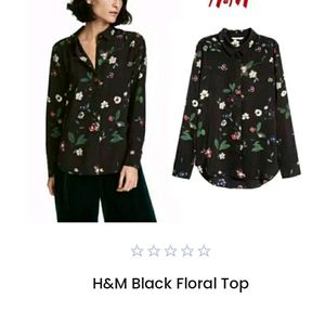 H&M Black Floral Top