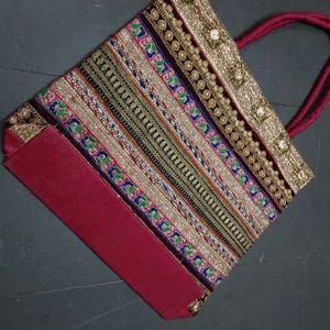 Women's Pink Embroidered Sling Bag