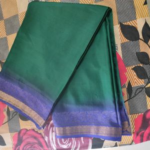 Green And Blue Crepe Silk Saree