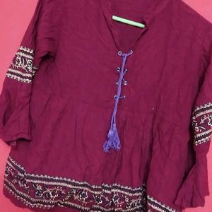 Maroon Peplum Top