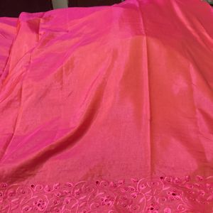 New Double Shaded Pink Saree With Cut Works