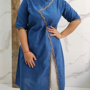 Solid navy blue kurta