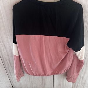 Pink And Black Full Sleeves Top